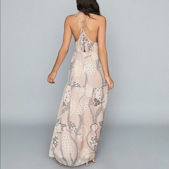 Reiss Freddie Paisley Print Maxi Dress Nude 10 - Picture 3 of 12